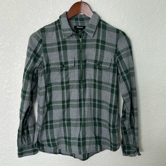 Madewell Flannel Green and Grey Longsleeve Shirt - XS - Picture 1 of 9